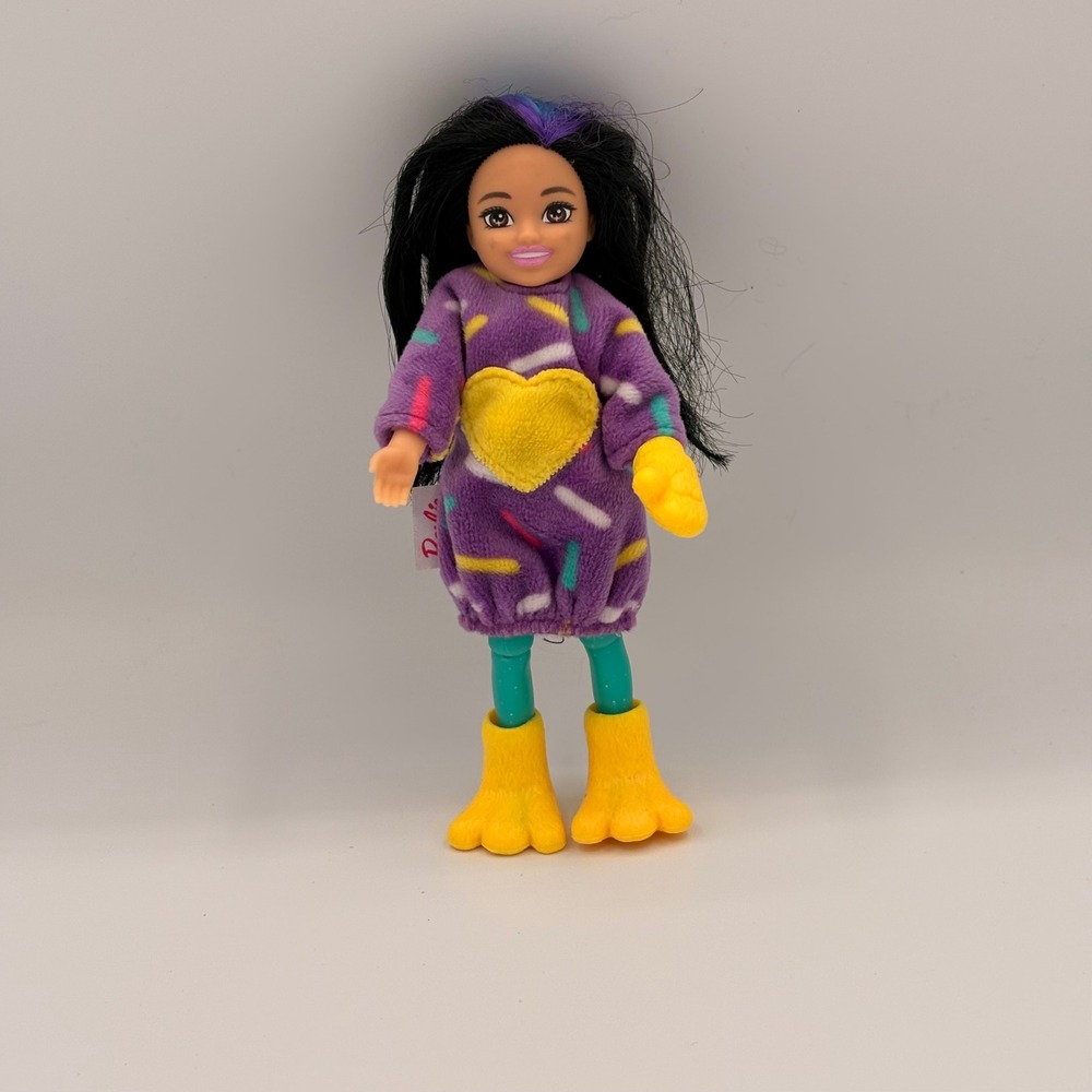 Barbie Chelsea Doll Kids 5.5 Inch Purple Excellent Duck Slippers Pajamas